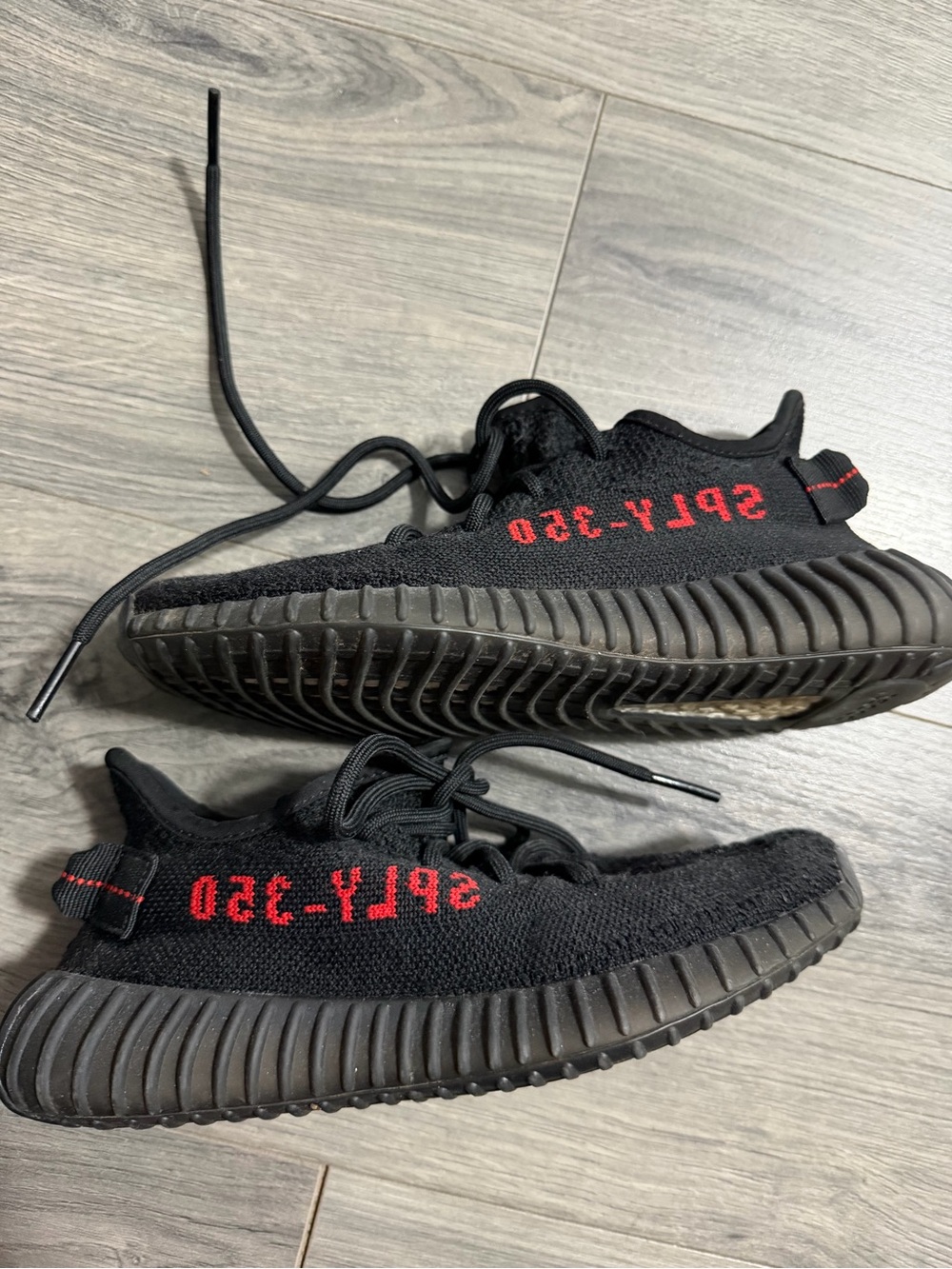 Yeezy Kids Black Sneakers with Red SPLY-350 Accent